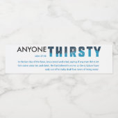 Etiket op flesje met water: "Iedereen Dorst" (Enkel label)