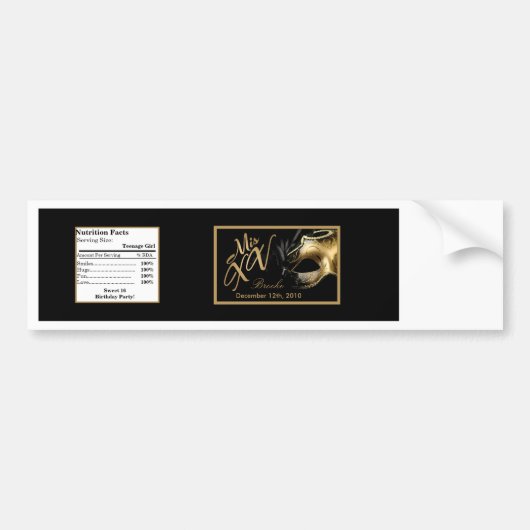Etiket op flesje Mis XV Gold Black Bumpersticker (Voorkant)