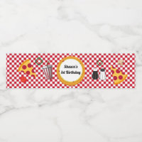 Etiket op flesje Pizza Party Water