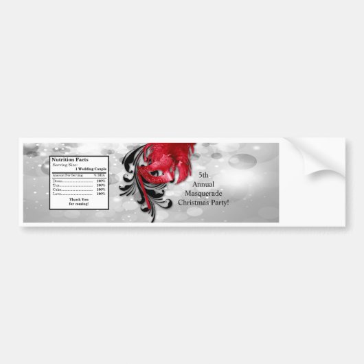 Etiket op flesje Rood op Silver Masquerade Bumpersticker (Voorkant)