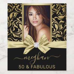 Etiket op flesjes voor 50 en Fabulous Photo Birthd
