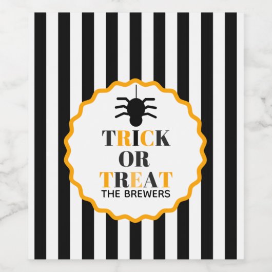 Etiket op gepersonaliseerde Trick or treat Wijn (Enkel label)