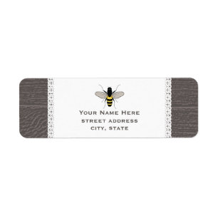 Etiket op het adres van hout en honing geïnspiree