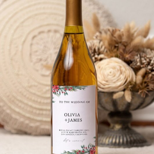 Etiket op het etiket van de kerstwijnfles Sjabloon