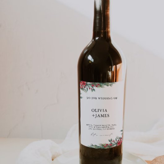 Etiket op het etiket van de kerstwijnfles Sjabloon