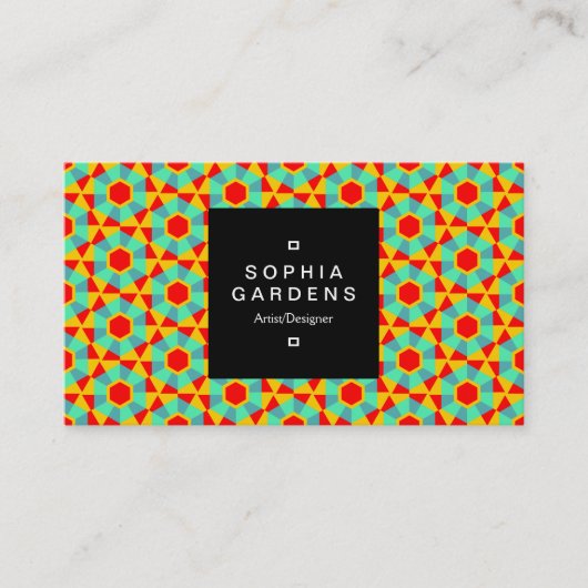 Etiket op het vierkant 01a - Geometrisch 060614 Visitekaartje (Voorkant)