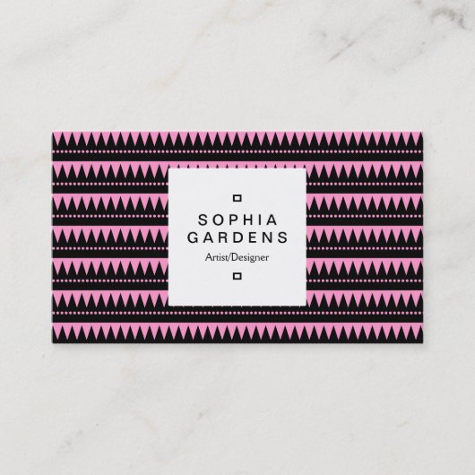 Etiket op het vierkant 03a - Aztec-gebergte - Roze Visitekaartje (Voorkant)