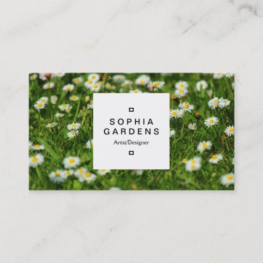 Etiket op het vierkant, 03a - Daisy Meadow Visitekaartje (Voorkant)