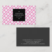 Etiket op het vierkant - Domino Patchwork - Roze Visitekaartje (Voorkant / Achterkant)