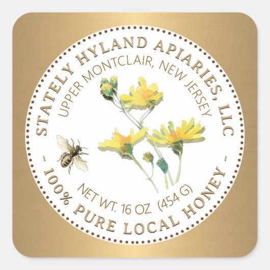 Etiket op honing Gele Bloem- en goudbier (Voorkant)