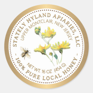 Etiket op honing Gele Bloem- en goudbier