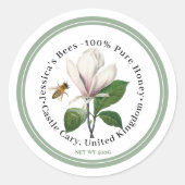 Etiket op honing met Magnolia en Bee and Green Bor (Voorkant)