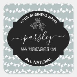 Etiket op kruid- en specerijkarnar