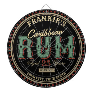 Etiket op maat gesneden Caribische rum-liquor-fles Dartbord
