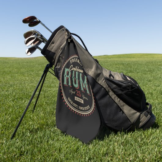 Etiket op maat gesneden Caribische rum-liquor-fles Golfhanddoek (Groen)