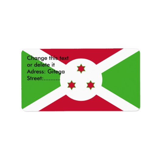 Etiket op maat met de vlag van Burundi (Voorkant)