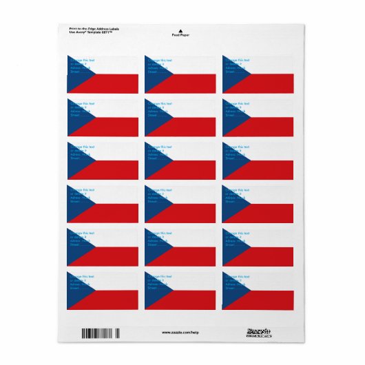 Etiket op maat met vlag van Tsjechië (Full Sheet)