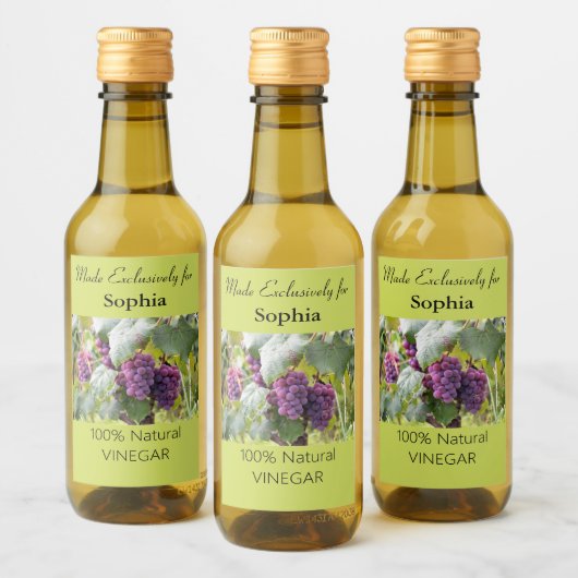 Etiket op Paars en groene azijn (Flessen)