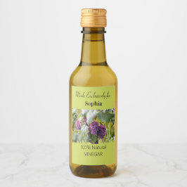 Etiket op Paars en groene azijn