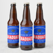 Etiket op rode en blauwe Afstuderen bier (Flessen)