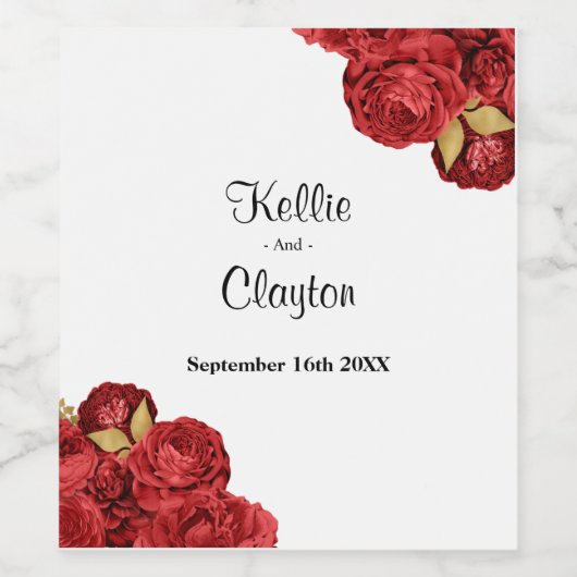 Etiket op rode en goudflinterwijn (Enkel label)