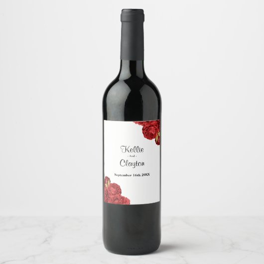 Etiket op rode en goudflinterwijn (Voorkant)