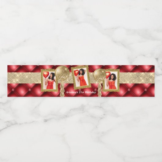 Etiket op rood en goud met Afbeelding (Enkel label)