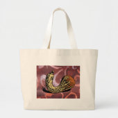 Etiket op rood patroon grote tote bag (Voorkant)