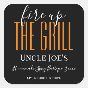 Etiket op speciaal ingerichte "Fire up the grill"