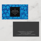 Etiket op vierkant, 01a - Bloem - zwadden van blau Visitekaartje (Voorkant / Achterkant)