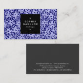 Etiket op vierkant, 01a - Bloem - zwadden van blau Visitekaartje (Voorkant / Achterkant)