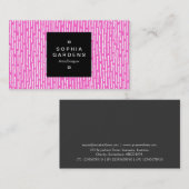 Etiket op vierkant, 01a - Lijnen - wit op roze Visitekaartje (Voorkant / Achterkant)