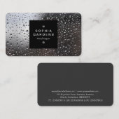 Etiket op vierkant, 01a - Regen op een venster Visitekaartje (Voorkant / Achterkant)