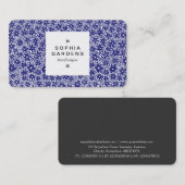 Etiket op vierkant, 03a - Bloedpatroon - Dk Blue o Visitekaartje (Voorkant / Achterkant)