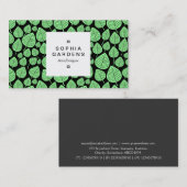 Etiket op vierkant, 03a - Leaf-patroon 02 - Mint G Visitekaartje (Voorkant / Achterkant)
