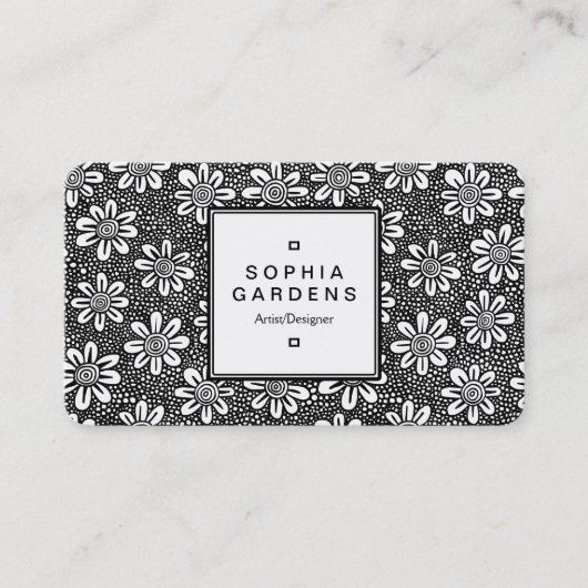 Etiket op vierkant 05 - Vloerpatroon Visitekaartje (Voorkant)