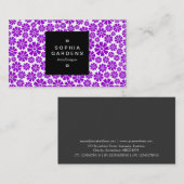 Etiket op vierkant etiket 01a - 8 Petals - Paars o Visitekaartje (Voorkant / Achterkant)