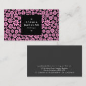 Etiket op vierkant etiket 01a - 8 Petals - Roze op Visitekaartje (Voorkant / Achterkant)