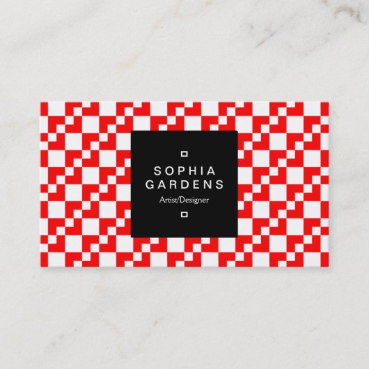 Etiket op vierkant etiket 01a - Domino Patchwork - Visitekaartje (Voorkant)