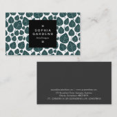 Etiket op vierkant etiket 01a - Leaf patroon 02 - Visitekaartje (Voorkant / Achterkant)