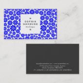 Etiket op vierkant etiket 03a - 8 petals - blauw o visitekaartje (Voorkant / Achterkant)