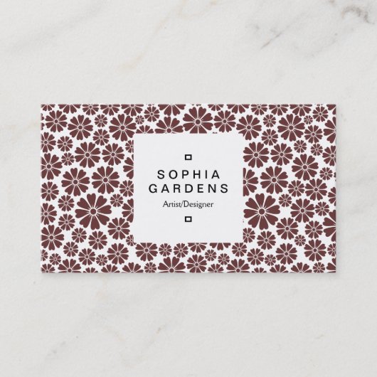 Etiket op vierkant etiket 03a - 8 Petals - Dk Brow Visitekaartje (Voorkant)