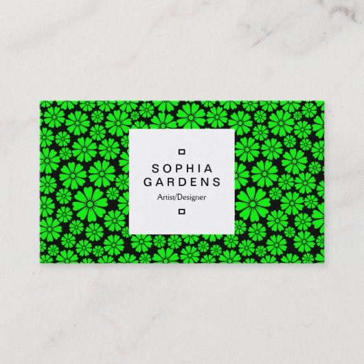 Etiket op vierkant etiket 03a - 8 Petals - Groen o Visitekaartje (Voorkant)