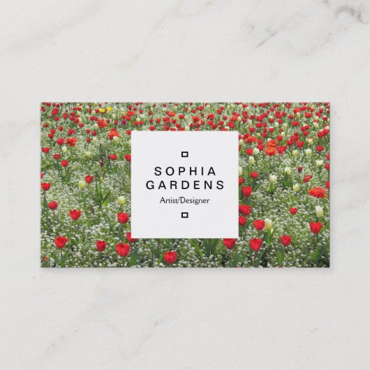 Etiket op vierkant etiket 03a - Bed of Tulps Visitekaartje (Voorkant)