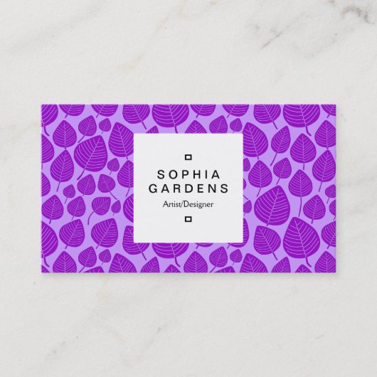 Etiket op vierkant etiket 03a - Leaf patroon 02 -  Visitekaartje (Voorkant)