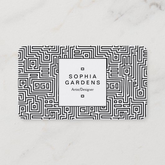 Etiket op vierkant nummer 04 - Kuba Maze Pattern Visitekaartje (Voorkant)
