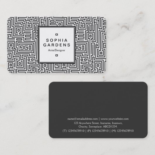 Etiket op vierkant nummer 05 - Kuba Maze Pattern Visitekaartje (Voorkant / Achterkant)