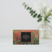 Etiket op vierkante hazen 01a - Bed of Red Tulips Visitekaartje (Staand voorkant)