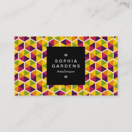 Etiket op vierkante plaat 01a - Hexagonal patroon  Visitekaartje