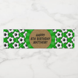 Etiket op waterflesje bij voetbalpartij